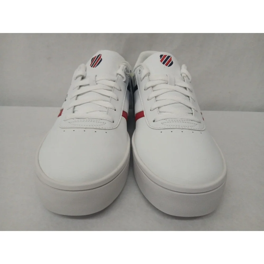 K-Swiss‎ Men's Court Lite Spellout Tennis Shoes 06147-113-M White Navy Red Sz 10